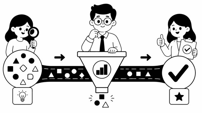 Team collaboration and business process illustration.