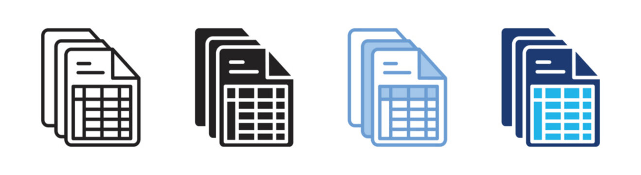 Spreadsheet icon set multiple style collection
