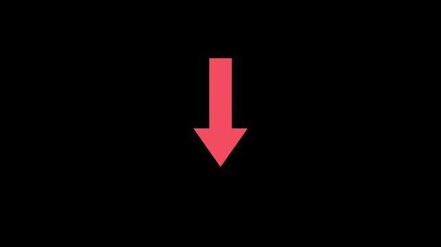 arrow black background. direction symbol indicating back or previous page. simple red pointer showing opposite direction.4k motion video.