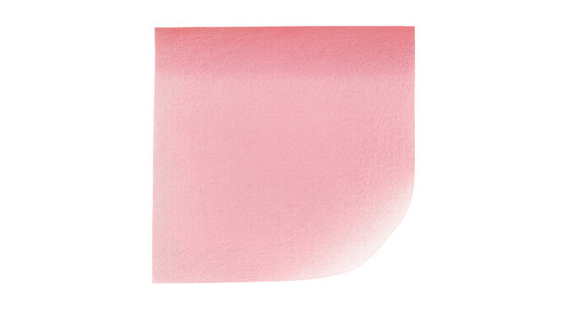 Pink sticky note with curled corner, isolated on transparent background