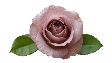 Dusty rose flower with green leaves, isolated on transparent background © Jonathan