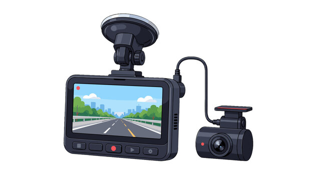 Car dash camera system with display and rear camera