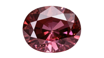Fototapeta premium Oval cut pink diamond with brilliant facets, isolated on transparent background