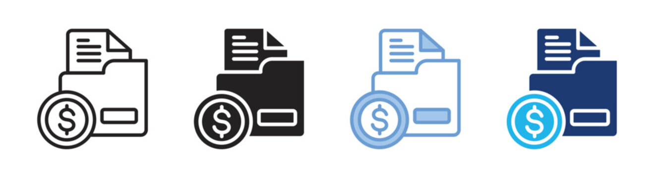 Financial database icon set multiple style collection