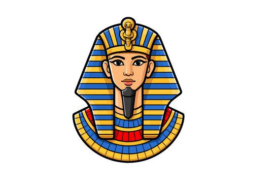 Ancient Egyptian pharaoh bust in colorful vector icon style