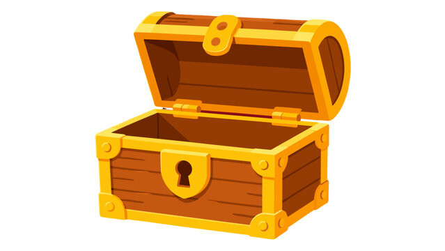 Open wooden treasure chest vector illustration on white