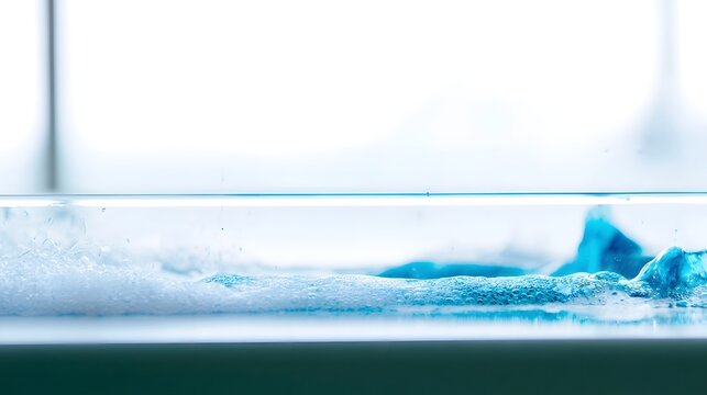 Abstract blue and white fluid waves create a dynamic clean pattern suggestive of laboratory research or scientific motion