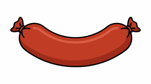A cartoon-style illustration of a single plump sausage