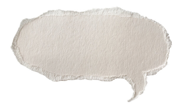 Torn paper speech bubble with rough edges, isolated on transparent background