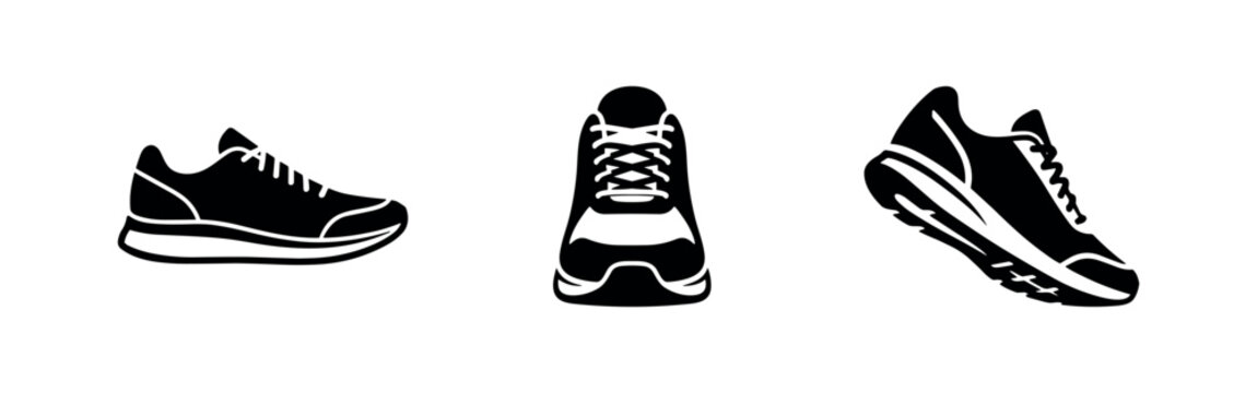 Running shoes icons set. Sport sneakers vector illustration.