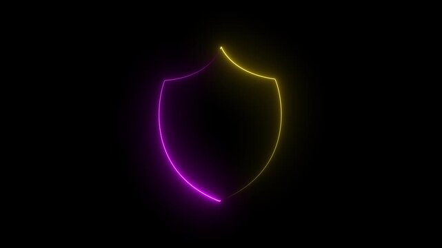shield neon icon emblem logo animated shield neon emblem logo green screen 4k
