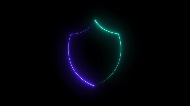 shield neon icon emblem logo animated shield neon emblem logo green screen 4k