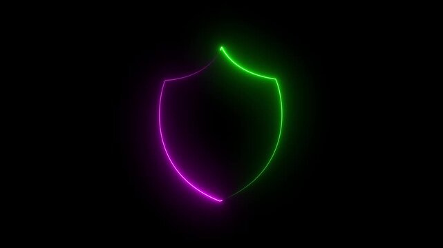 shield neon icon emblem logo animated shield neon emblem logo green screen 4k