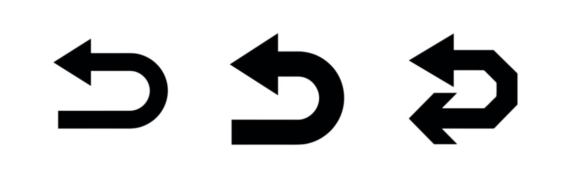 Undo or back arrow icons set, representing return, previous action, or data reversal.