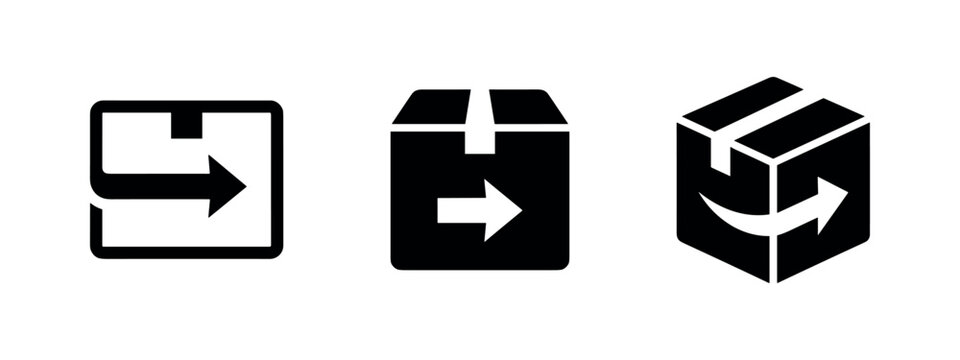 Delivery box icons with right arrows, symbolizing shipping, sending, or package forwarding.