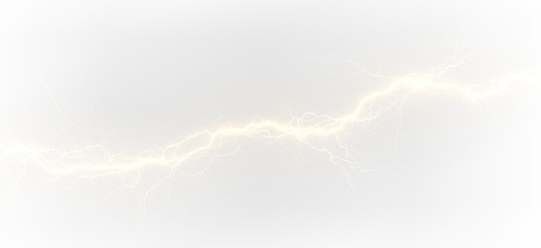 Yellow Lightning Flash with Complex Branching Energy Network PNG