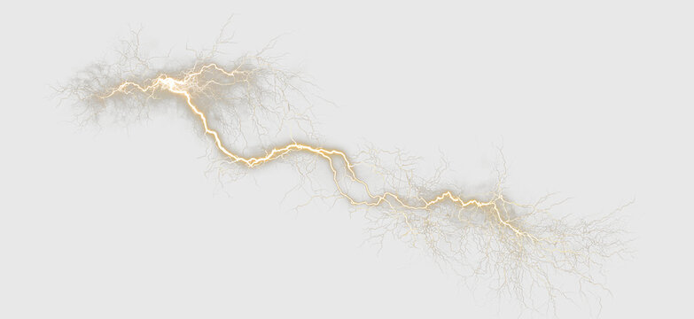 High Voltage Yellow Thunderbolt with Smoky Glow Effect PNG