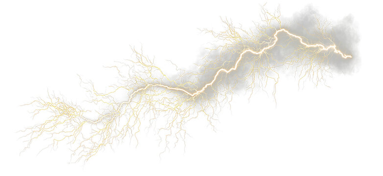 Electric Energy Lightning Overlay with Yellow Sparks and Smoke PNG