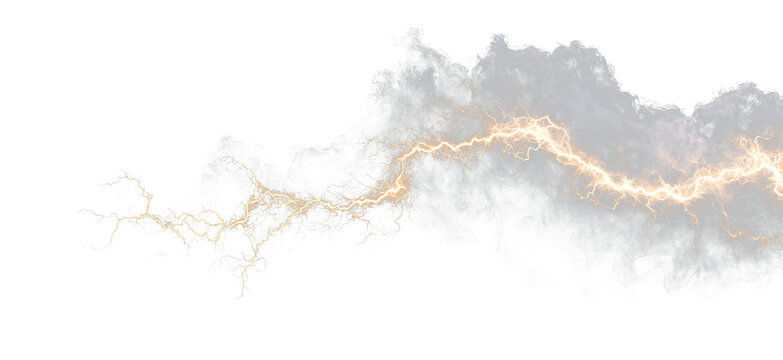 Bright Yellow Electrical Discharge with Smoky Atmospheric Effects PNG