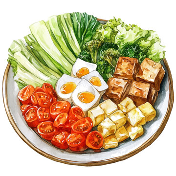 Gado Gado, watercolor vector , isolated on a white background.