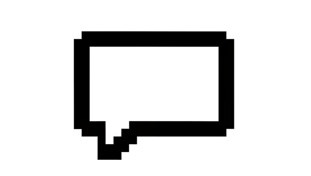 Pixelated black speech bubble icon representing communication, isolated on transparent background