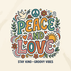 Fototapeta premium A colorful illustration featuring positive words and floral decorative elements