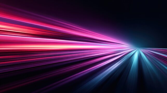 Abstract speed lines in pink and blue light trails on a dark background