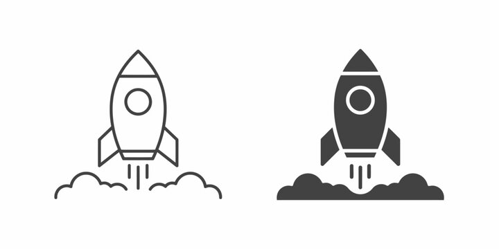 Two rockets launching from cloud base illustration