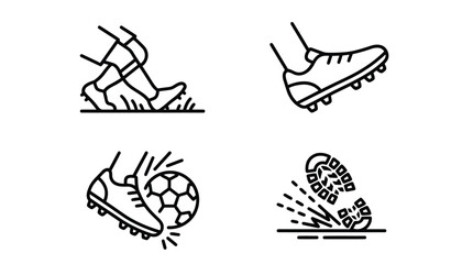 Obraz premium Football boot action icons showing impact movement contact and ball control on the field