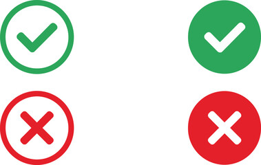 Check Mark and Cross Icons in Outline and Filled Styles © MdMizanur