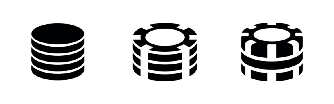 Stacked Poker Chip Icons for Casino Gaming and Gambling