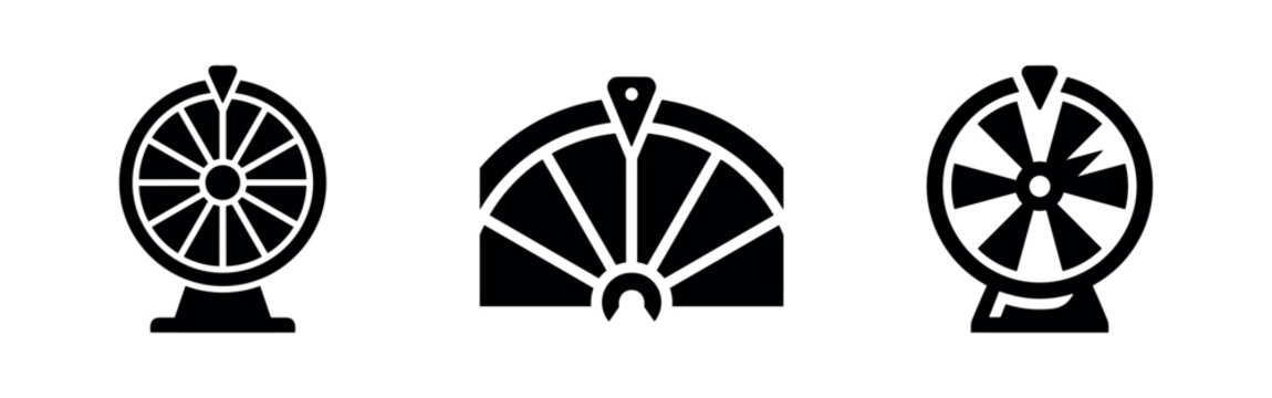 Fortune Wheel Icons for Games of Chance and Gambling