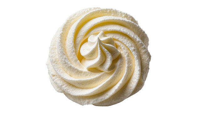 Swirled dollop of creamy whipped topping, isolated on transparent background