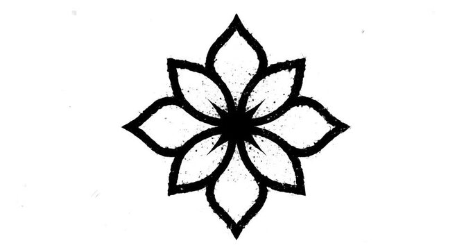 Minimal black lotus flower outline icon on white background, clean logo style
