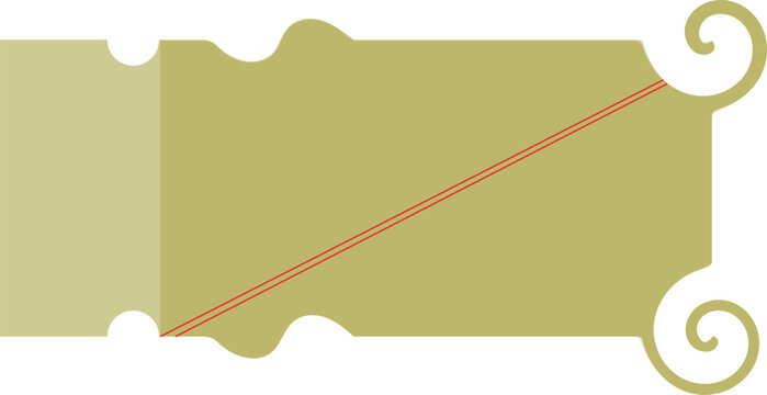 Decorative green ticket or coupon template with scroll elements