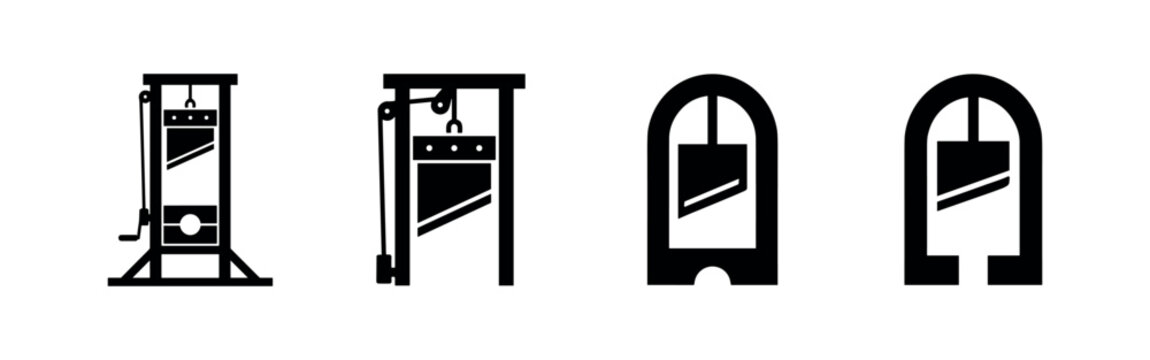Guillotine Icon Set. Historical Execution Device Symbols and Punishment Graphics from the French Revolution.