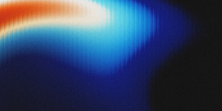 Textured grainy abstract background with vertical streaks, smooth color gradient shifting from warm orange, cream white, light cyan blue to deep navy blue, fading into a solid black noisy texture.