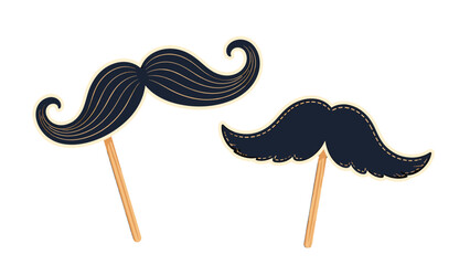 Retro moustache photo booth props on wooden sticks © Mark