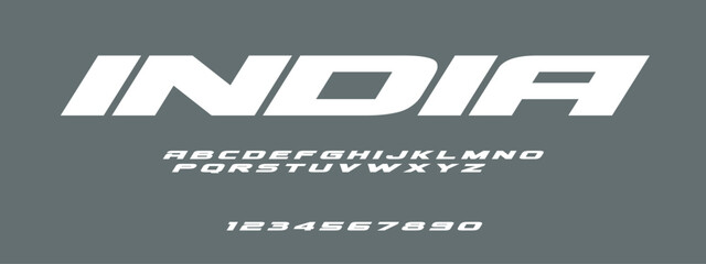Obraz premium India Sport Font Typography — Bold Athletic Display Alphabet Inspired by Indian Team Colors and Energy