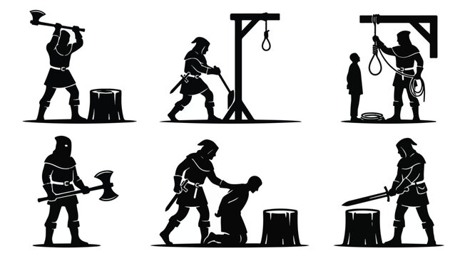 Silhouette of a man in medieval executioner costume