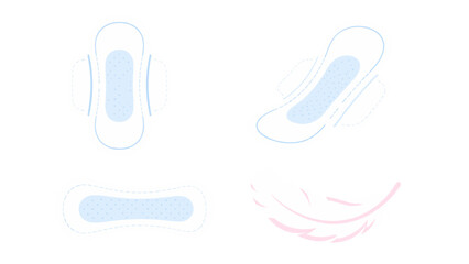 Sanitary pads and feather in soft pastel vector set © Mark