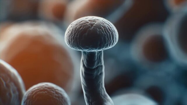 Extreme close-up of solitary filament with rounded bulb tip centered in foreground