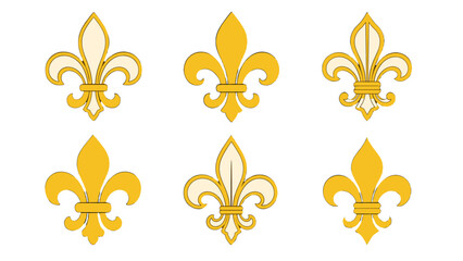 Set of six gold fleur de lis ornamental vector symbols © Mark