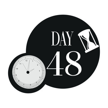 Day 48 chronological calendar design with clock and sandglass visual