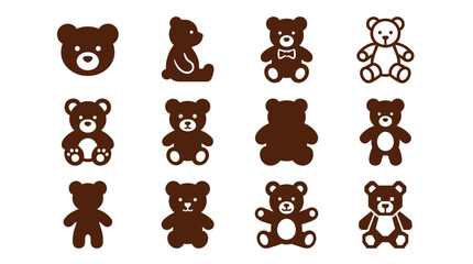 Obraz premium A collection of brown teddy bears in various poses on white