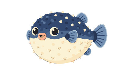 Cute cartoon puffer fish isolated on white background © Mark