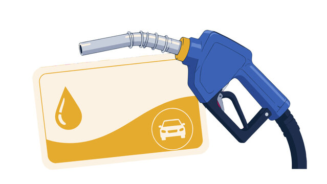 Fuel pump nozzle with fuel card in vector style