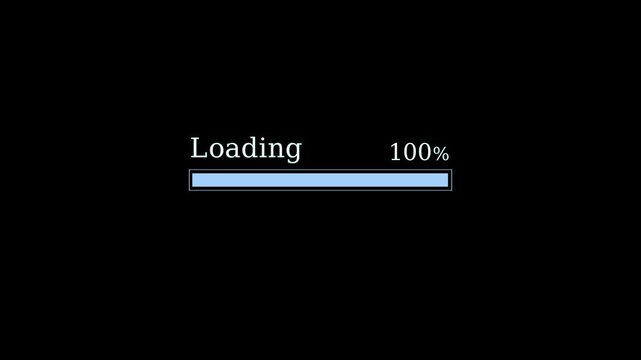Loading progress bar animation from 0 to 100 with transparent background, Animated progress bar from 0 to 100 increasing percentage with ,4k motion video.
