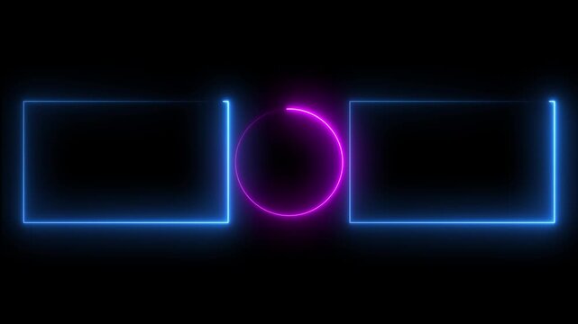 Electrifying green neon frame with dynamic circle and squares for captivating intros, outros, and modern design projects that demand attention