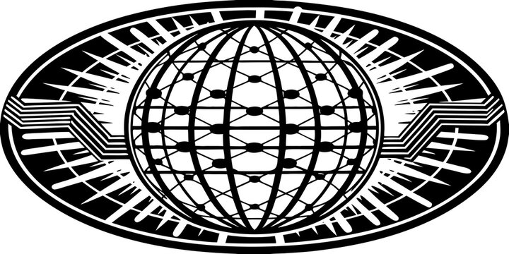 Global network technology emblem design, vector